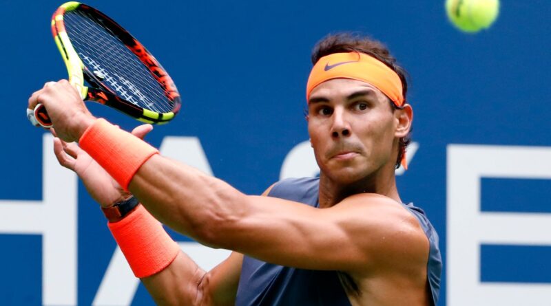 Rafael Nadal is playing tennis