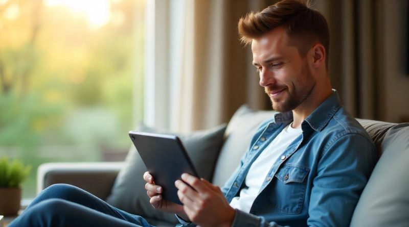 A man si looking at a live score betting app on his tablet